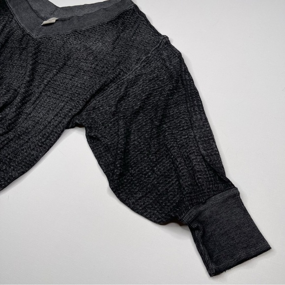 We the Free South Side Thermal Sweatshirt Waffle Black Festival Boho Burnout - Picture 6 of 13